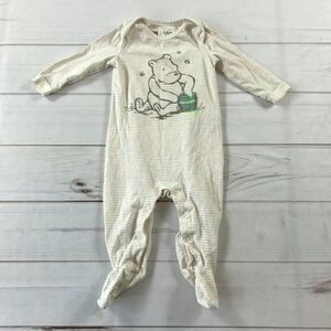 Baby Gap Disney Baby 6-9 months Winnie the Pooh Organic Stripe Footed One-piece
